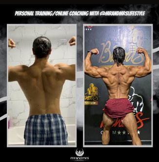 Male back muscle competition physique coaching